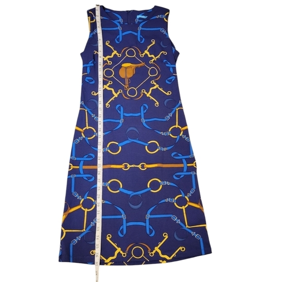 J. McLaughlin Catalina Cloth Horse Bit Equestrian Saddle Western Con Swing Dress - Picture 6 of 11